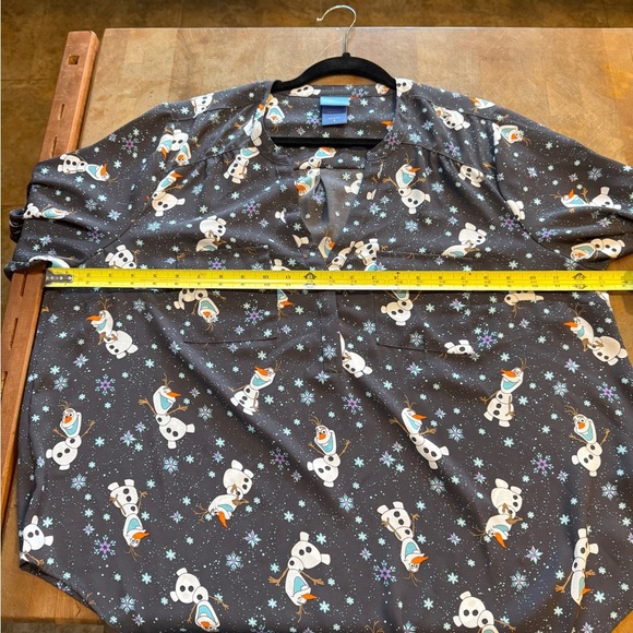 Torrid Disney Frozen Olaf 3/4 length Sleeve Blue Blouse Olaf Sz 1 - Picture 13 of 14